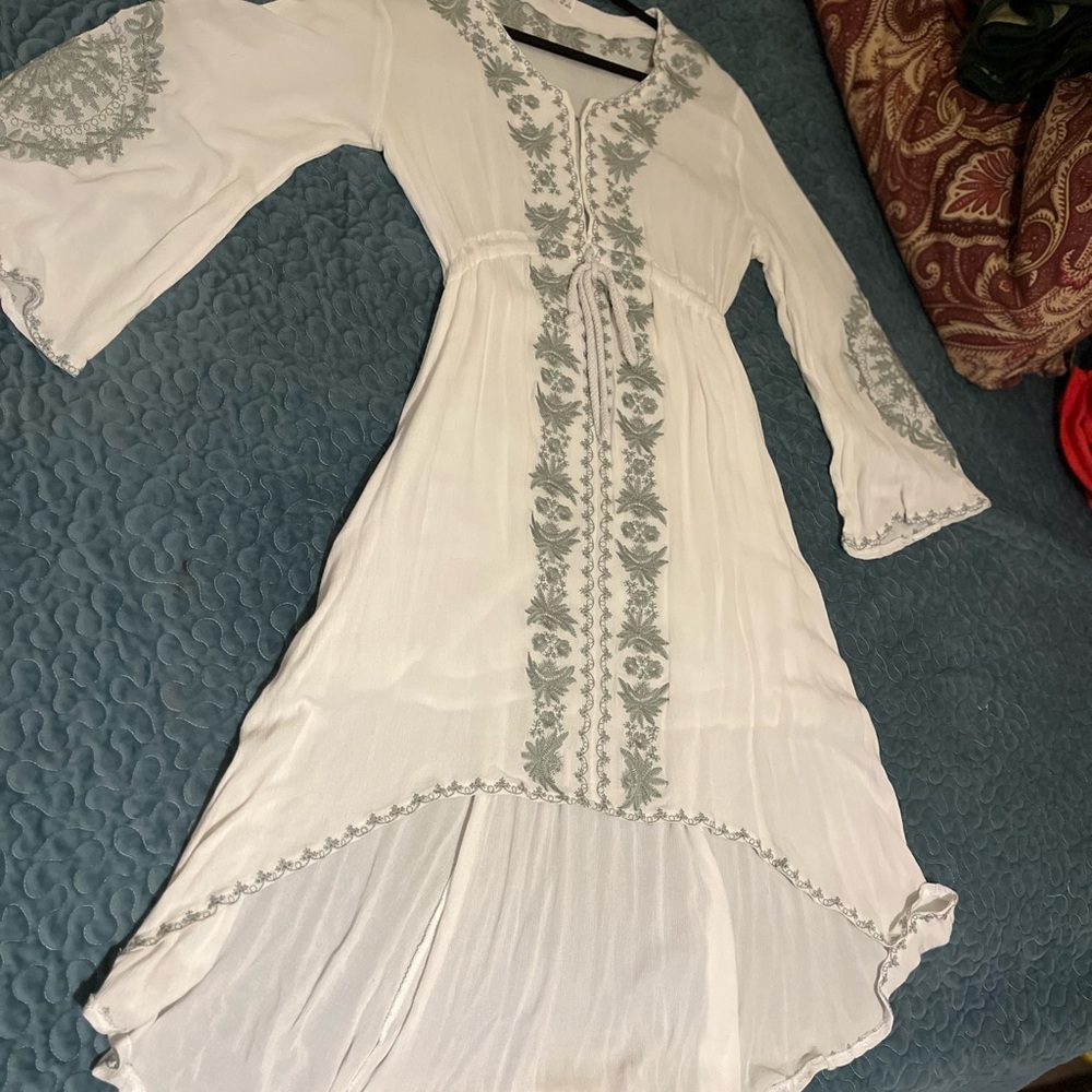 Elegant White and Gray High Low Dress
